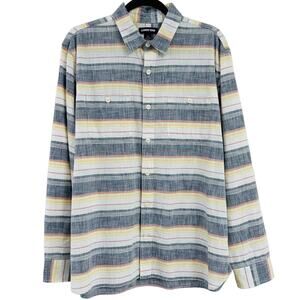 Lands' End Mens Multicolor Striped Traditional Fit Button Down Shirt Large